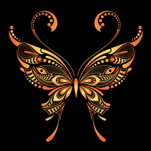 有图案的彩色蝴蝶. 非洲/印度/图腾/纹身d照片