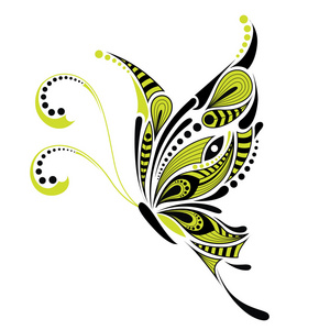 有图案的彩色蝴蝶. 非洲/印度/图腾/纹身d照片