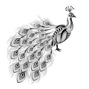 纹身护身符图案有图案的彩色孔雀. 非洲/印度/图腾/纹身照片