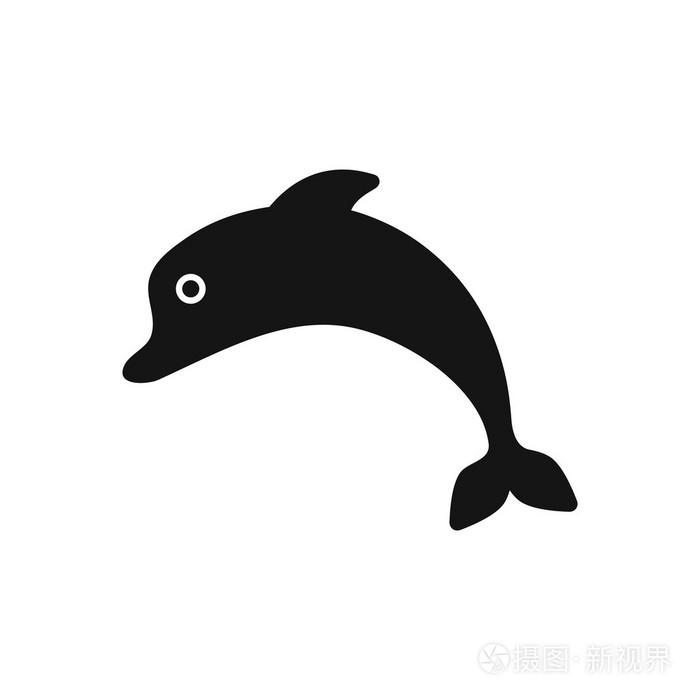 黑色矢量图标上白色背景海豚剪影插画-正版商用图片1pkxyn-摄图新视界