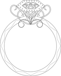 结婚戒指素描图草绘的结婚戒指与宝石和漩涡,矢量图照片