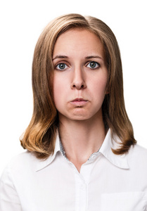 年轻女人做一撅着嘴的表情照片