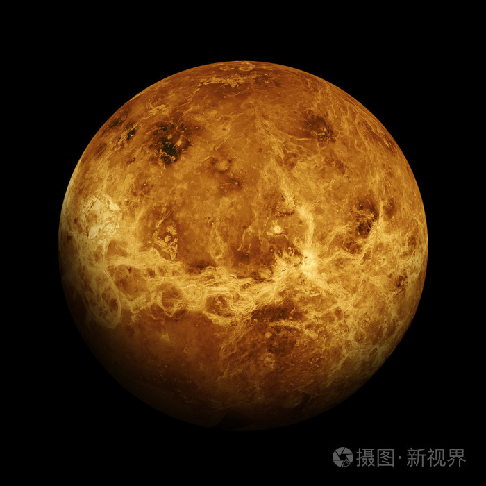 太阳能系统-金星.在黑色背景上的孤立的星球