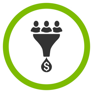 销售漏斗扁圆形的矢量图标插画