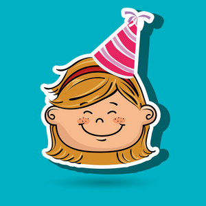 女孩卡通帽子党插画