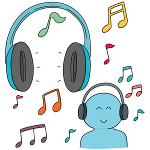 向量集的耳机照片