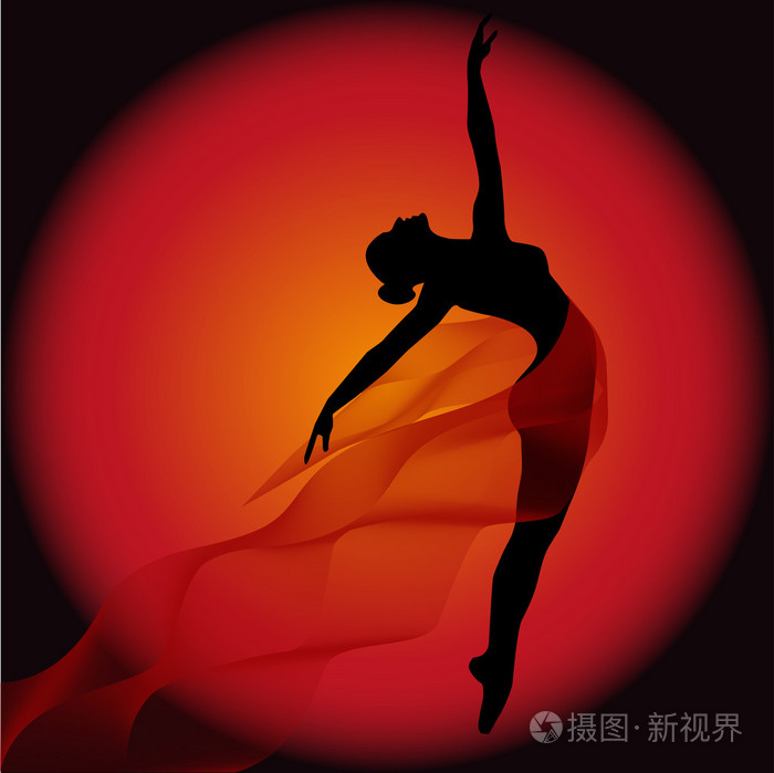 一个舞蹈芭蕾舞演员的剪影