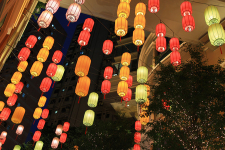 色彩缤纷的灯笼在河内图片