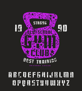 健身房海报制作模具板 sanserif 字体风格的手工制作图形照片