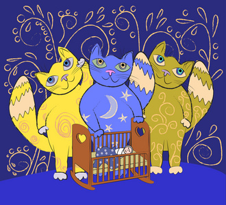 蓝色的哭猫图片