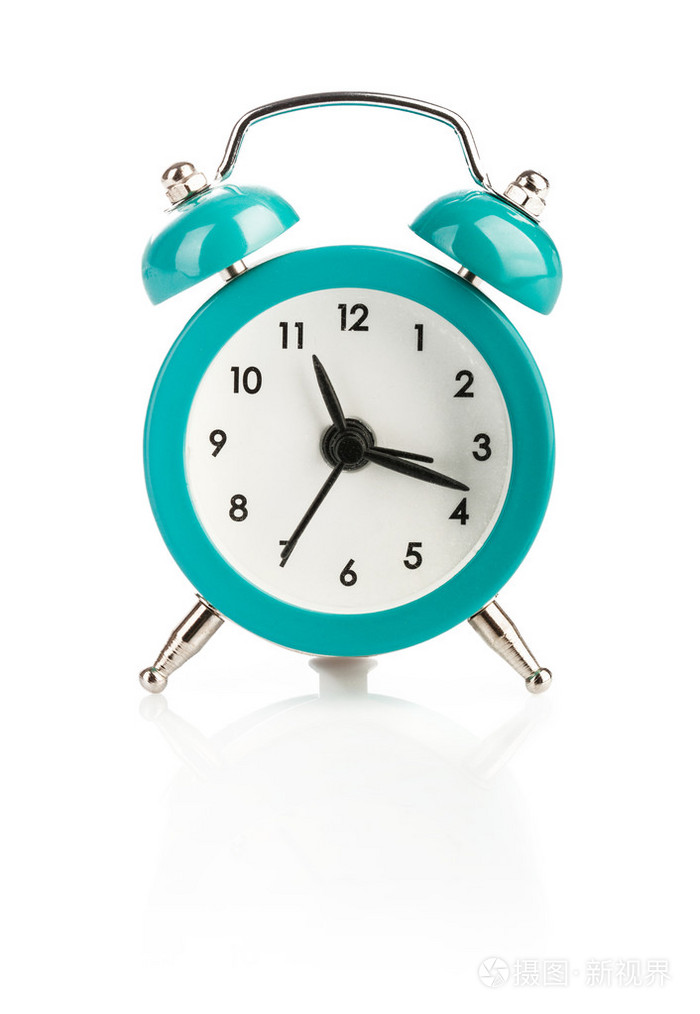 闹钟的蓝颜色.孤立对白色