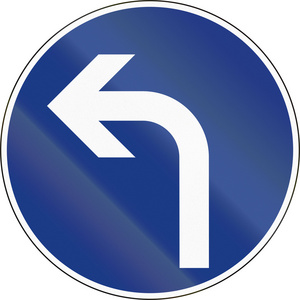 性转纯爱本子斯洛文尼亚语强制性方向标志-转左前方照片