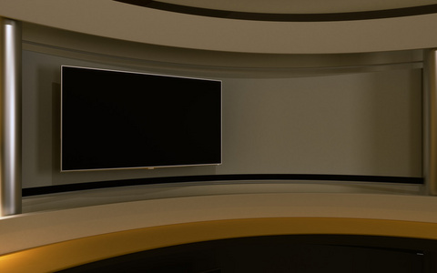 电视演播室. 新闻工作室. 黄色工作室. 完美的背景照片