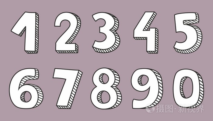 白色矢量数字
