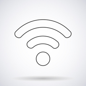 无线网络轮廓图标wifi图标轮廓与阴影形状隔离在白色背面照片