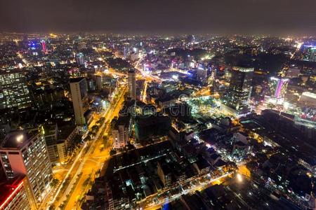 傍晚 城市景观 亚洲 市中心 西贡 大都市 黄昏 汽车 暴露