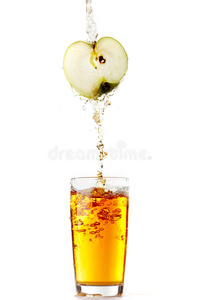 点心 玻璃 水果 饮料 维生素 苹果 流动 泼洒 营养 果汁