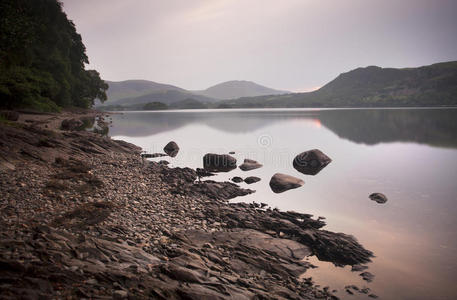 反射 风景 黎明 浪漫的 美丽的 黄昏 日出 太阳 放松