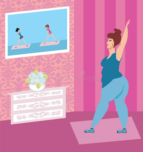 因特网 健身 在线 插图 练习 参与 脂肪 后面 跳舞 适合