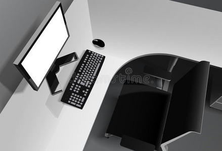 桌子 技术 椅子 反射 在室内 空的 真实感 书桌 桌面