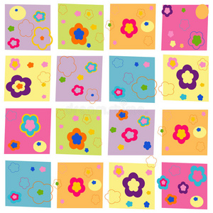 彩色抽象花方形图案壁纸