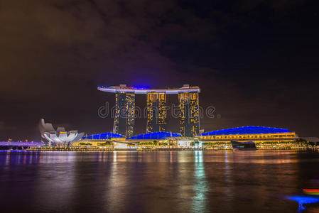 新加坡滨海湾市区夜景