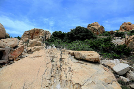 天空 悬崖 美丽的 地质学 颜色 风景 海岸线 福州 梅州