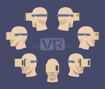 男性的纸板虚拟现实耳机