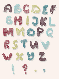 手绘字母字母矢量插图
