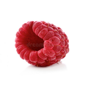 白色背景上的冷冻树莓