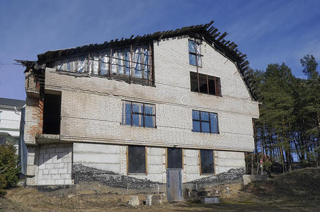 建筑学 建筑 小屋 孤独的 屋顶 春天 村庄 风景 混凝土