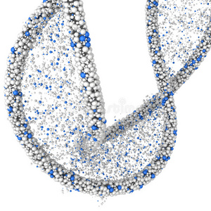 炸掉DNA分子。 三维渲染在白色上
