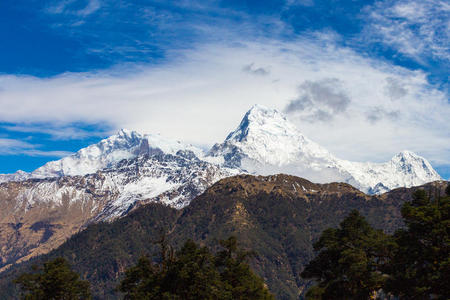 场景 自然 徒步旅行 天空 公司 美女 全景 冰川 尼泊尔
