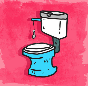 卡通厕所插图,矢量图标照片