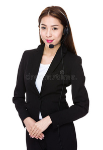 戴耳机的亚洲女商人
