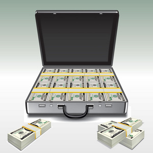 带钱的手提箱照片