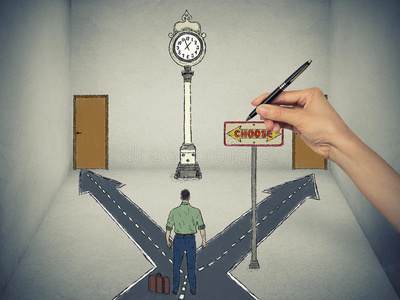 两条路前面的商人照片