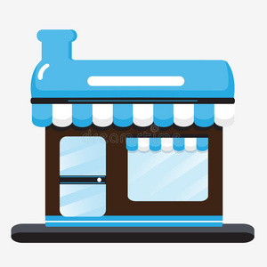 蓝色商店卡通照片