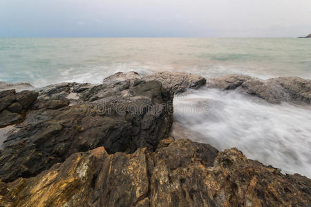 岩石 纹理 波浪 海滩 自然 夏天 特写镜头 颜色 美女