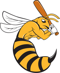 蜜蜂 蝙蝠 绘图 昆虫 插图 运动 棒球 击球 卡通 运动员