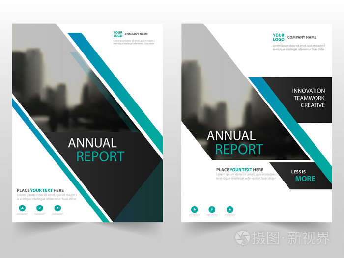 蓝黑色商务专业手册传单传单年度报告模板设计,书籍封面版式设计,抽象