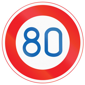 日本道路标志-最大限速 80 公里/每小时插画