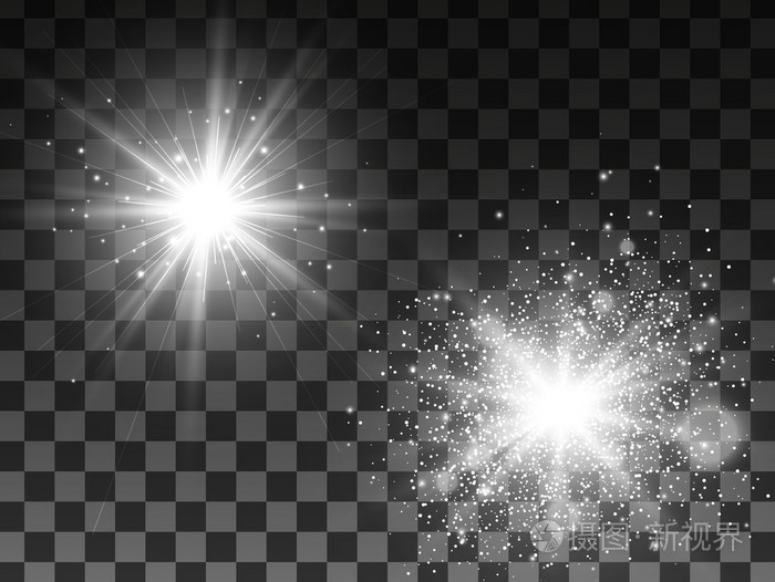 光的发光效果闪闪发光的星爆矢量图