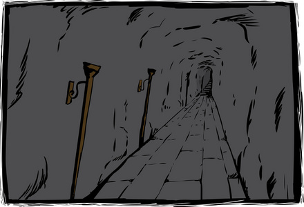 在亮灯的地牢里点燃的火把自由女神像绘图的一张纸的用手中的自由插图