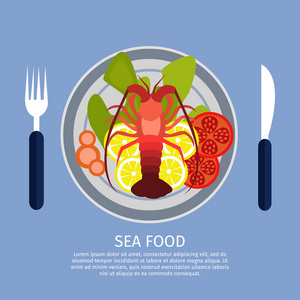 龙虾和上一盘蔬菜图片