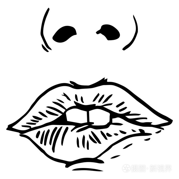 时尚矢量手绘女性嘴唇插画-正版商用图片1pxwjr-摄图新视界