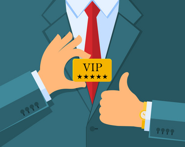 持有 vip 卡的商人插画