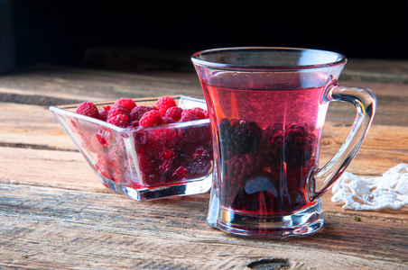 气候变暖与树莓和黑莓的饮料图片