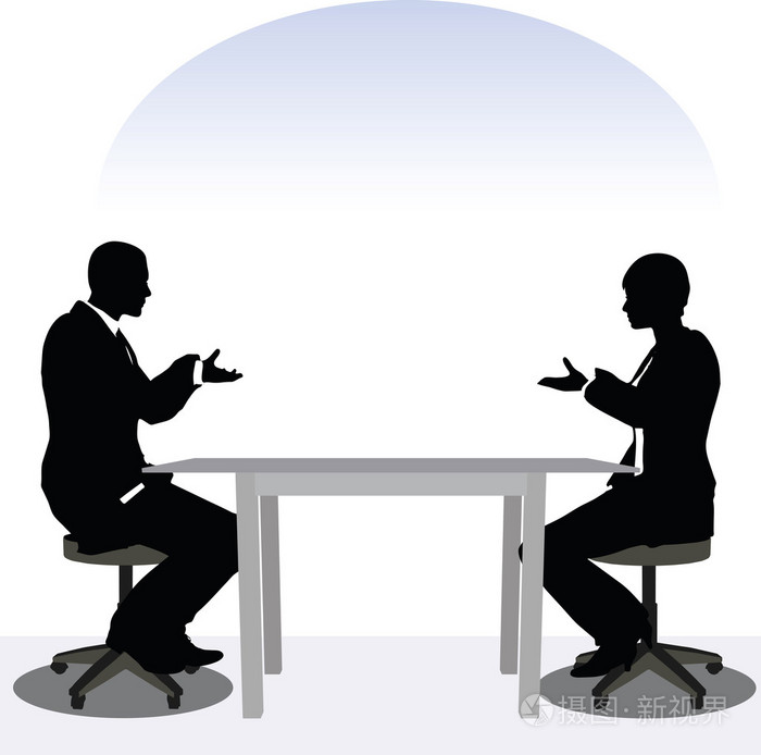 在会议的姿势商务男人和女人剪影