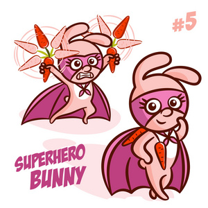 超级英雄兔子矢量插图集图片